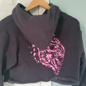 Darc Sport SHE Cherry Blossom Cropped Hoodie 100% Cotton Sz XS